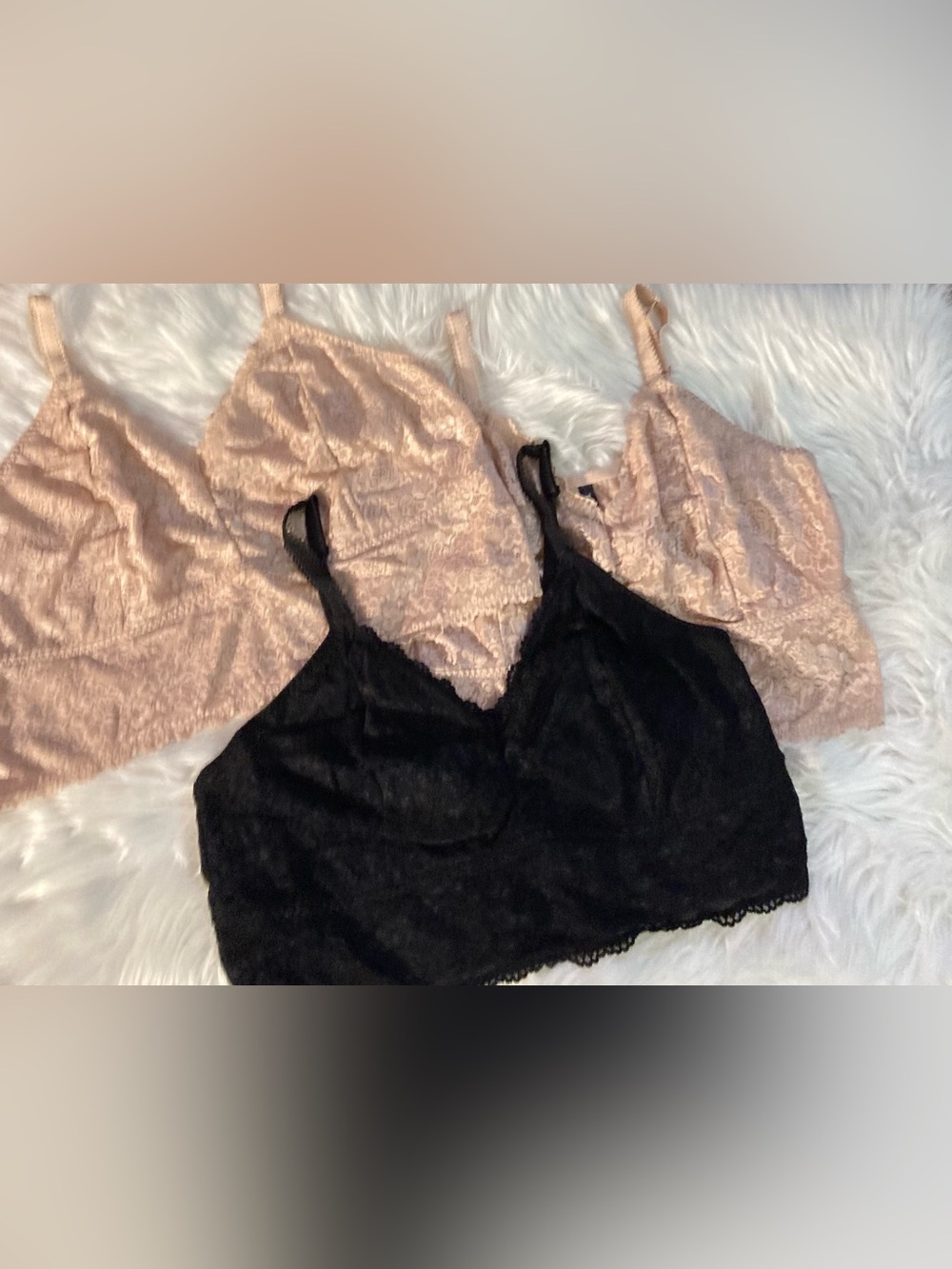 Three Torrid Women's Lace Camisole Bralette - Black and Blush